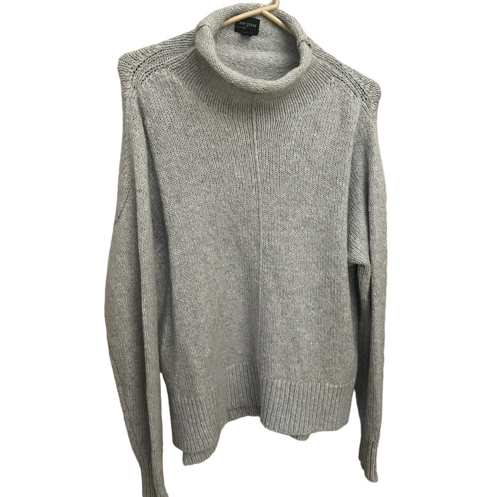 Free Press Light Gray Knit Mock Neck Pullover Sweater S​​​​​​​​​​​​​​​​​​